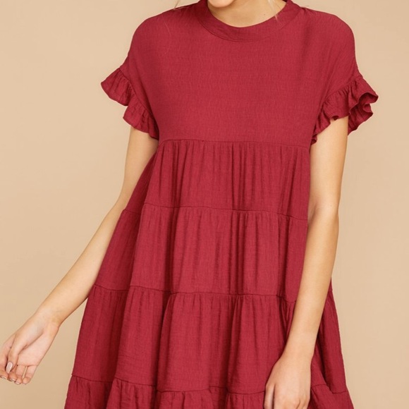 SOLD Burgundy shift dress - Picture 2 of 4